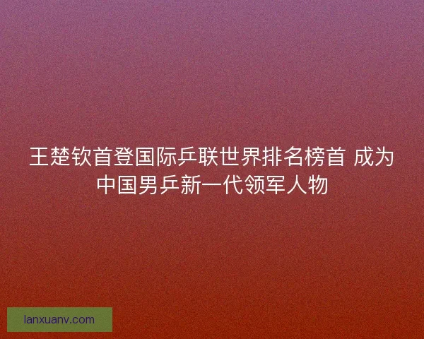 王楚钦首登国际乒联世界排名榜首 成为中国男乒新一代领军人物